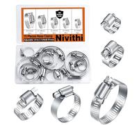 Nivithi Collier de Serrage Réglable,Collier de Serrage Inox,Collier Serrage Métallique,Collier Durite,pour Tuyaux et Tubes Auto/Piscine,15 Pièces 6-51mm