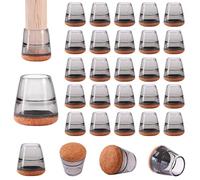 Niviy Protection Pied de Chaise Noir Embout de Chaise pour Anti-Rayures et Réduit Le Bruit Patins Chaise Silicone Tampon de Chaise Protection Parquet 32PCS 20mm