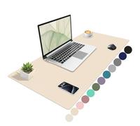 Niviy Sous Main Bureau Sous Main Cuir PU Tapis de Souris Grand Protection de Bureau Antidérapant et Imperméable Desk Mat pour Bureaus et Maison Blanc Cassé 100x40cm
