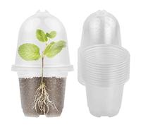Nivofu 10 Pieces Pot Semis Set, Pots de Fleurs en Plastique Transparent avec Dôme Couvercle, Petit Récipient de Pépinière Souple, pour la Plantation Intérieure, Extérieure, Jardin, Balcon, etc