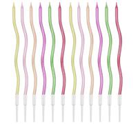 Nivofu 12 Pièces Bougies de Gâteau D'anniversaire, Torsadées Bougies, Bougie D'anniversaire en Spirale Multicolore Bougie avec Support pour la Décoration de Fête de Mariage D'anniversaire - Coloré
