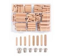 Nivofu 261 Pièces Cheville Bois et Goujon Ancrage M6 M8 M10, Tourillon Bois Cannelées avec Pointes de Centrage pour Bricolage, Menuiserie et Assemblage Meubles