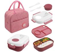 Nivofu Bento Lunch Box Isotherme avec Couverts et Sac, Boite Repas Anti-Fuite Compartimentée pour Adulte et Enfant, Tupperware Micro-Ondable Sans BPA pour Travail, Ecole, Pique-Nique