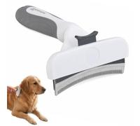 Nivofu Brosse Chien Poils Courts et Brosses Chat, Peigne Chat et Chiens Inoxydable, Brosse Sous Poil Chien pour Démêler et Désépaissir, Dents en V 1mm, Bouton Nettoyage, Blanc et Marron, 16x11cm