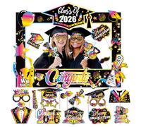 Nivofu Kit Accessoires Photobooth Graduation 2026-31 Pièces Décoration Fête Remise de Diplôme Colorée - Accessoires Photomaton Amusants pour Souvenirs de Fin d'Études et Soirée Étudiante