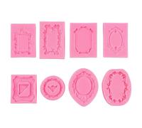 Nivofu Lot de Moules Silicone Baroque Vintage - Décoration Gâteau & Pâtisserie Orientale - Forme Relief Cadre Photo & Volutes - Moule Pâte à Sucre, Chocolat - Facile à Démouler (8 Set Complet)