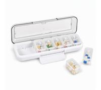 Nivofu Pilulier Semainier 7 Jours Blanc, Boite Medicament Etanche Portable | Pilulier 7 jours blanc, 19.1x6.1x3.3cm. Triple etancheite, anti-lumiere, sans BPA. Ideal pour voyage, 1 fois par jour