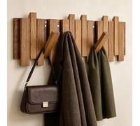 Nivofu Porte-manteau mural en bois massif au design de touches de piano | Patere murale bois avec 8 crochets muraux magnétiques pliables pour entrée, couloir, chambre et salle de bain