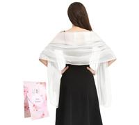 Niwicee Foulard Femme Etole Mariage Femme Chic Écharpe Long Châles Chatoyantes Doré Écharpe Soirée Cérémonies Fêtes Mariage Châle Style Noble Élégant Étole Pour Cocktail Soirée Gala-Blanc