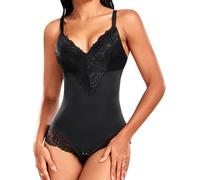 Niwicee Short Gainant Femme Body Gainant Femme Ventre Plat Bodysuit Sculptant Minceur Shapewear Gaine Amincissante Invisible Corset Corps Shaper Spaghetti Strap Lingerie Camisole-Noir-XXL