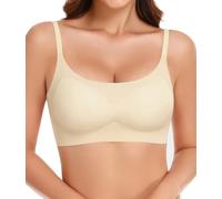 Niwicee Soutien Gorge Femme sans Armature Soutien Gorge Invisible Ultra-Fins Comfit Soutien Gorge Respirants Soie Glacée Bralette avec Coussinets (Couleur De Peau,L)