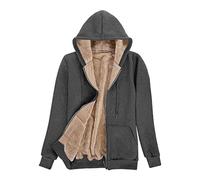 Niwicee Sweat à Capuche Femme Sweat Plaid Hoodies Zippé à Manche Longue Veste rande Taille Sport Casual Tops avec Cordon de Serrage Fermeture éclair Veste de Sport Hiver Automne-Gris-S