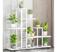 Niwugady Support de plantes pour l'intérieur et l'extérieur - En métal - À plusieurs étages - Étagère à plantes - Escalier pour coin de la pièce, salon, balcon, terrasse, cour - Blanc - B