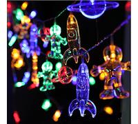 NIWWIN Astronaute Vaisseau Spatial Fusée Lumières Chaîne Enfants Chambre LED Lumières Pendentifs Lumière Pour Garden Party Décoration De Noël Éclairage D'anniversaire (Multicolore)