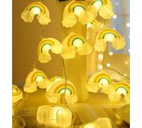 NIWWIN bébé enfants mignon arc-en-ciel lune lampe fée guirlande lumineuse chambre chaude lumière couloir décor batterie fête noël vacances pépinière cadeau bricolage nuit humeur lumières décoration