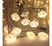 NIWWIN Bébé enfants mignon lampe chambre couloir décor petite veilleuse Halloween noël vacances chaîne lumières 10LED avec batterie alimenté partie salle de classe salle à manger (Nuage)