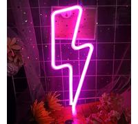 NIWWIN Enseigne au néon, Lumière d’ambiance décorative LED en forme d’éclair，Alimentation par batterie 3AA ou USB .pour la maison mur enfants salle de décoration Club Bar Noël Fête de mariage (rose)