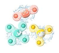 NIWWIN Lot de 3 toupies transformables en Forme de Doigt - Jouet Spinner de Bain 3 pièces, Jouets tournants à Ventouse, Spinner Fidget, Jouets sensoriels pour Les Tout-Petits de 1 à 3 Ans