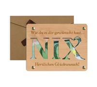 NIX Cadeau d'argent en bois pour anniversaire, jubilé, rien cadeau, emballage d'argent original, drôle pour hommes et femmes, signe en bois avec enveloppe 13 x 10 cm