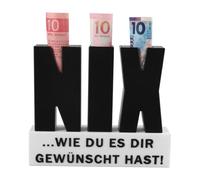 NIX Cadeau d'Argent pour Anniversaire - Lettres 3D avec Cache-Argents, Drôle de Cadeau « Rien » pour Hommes & Femmes, Emballage Original pour Billets & Cartes-Cadeaux