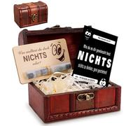 NIX Cadeau - Rien d'anniversaire inclus vintage, boîte en bois, carte, cartes en bois, emballage cadeau d'argent pour tous ceux qui ne veulent rien, idées de cadeaux amusantes pour hommes et femmes