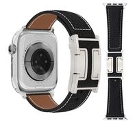 Nixiamy Lychee - Bracelets en cuir compatibles avec Apple Watch Ultra 49 mm, 46 mm, 45 mm, 44 mm, 42 mm, 41 mm, 38 mm, bracelet de montre magnétique en cuir pour homme et femme iWatch Ultra/SE/Ultra 2