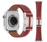 Nixiamy Lychee - Bracelets en cuir compatibles avec Apple Watch Ultra 49 mm, 46 mm, 45 mm, 44 mm, 42 mm, 41 mm, 38 mm, bracelet de montre magnétique en cuir pour homme et femme iWatch Ultra/SE/Ultra 2