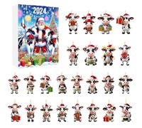 Nixiara Calendrier de l'Avent Ornements | 24 Jours Pendentif Vache Compte à Rebours Noël | Suspensions acrylique 2D pour Membres Communauté Enseignants Renforcement Familial | Événements Scolaires