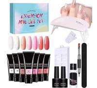 Nixiara Ensemble de kits d'ongles avec tout, kit gel pour poly - Kit d'ongles Poly Extension avec lumière UV | Solution d'épaississement nu 7 Couleurs Builder Art 'ongle des pieds pour les femmes