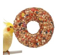 Nixiara Friandises pour oiseaux, jouet pour perruches, anneau de dentition en forme de donut avec des grains pour l'entraînement, l'emploi et la recherche de nourriture pour les inséparables
