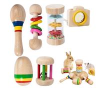 Nixiara Jouet pour lapin à l'intérieur - Jouet coloré à 6 compartiments - Jouet d'enrichissement pour lapins - Jouet mignon pour animaux de compagnie - Broyage des dents - Teether pour hamster