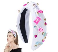 Nixiara Lollipop - Bandeau noué pour femme - Bandeau noué avec strass - Bandeau tendance antidérapant - Accessoire de cheveux - Pendentif Lollipop