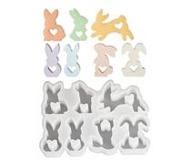 Nixiara Moule de lapin de Pâques, moule à chocolat de lapin, 7 Cavity Love Heart Rabbit Soap Moule de fonte, Moule en silicone à libération facile, outil de fabrication d'artisanat