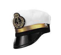 Nixiara Pet Marinero Gat, capitaine du chapeau de chien - Captain blanc ajusté Chain de chien Chain de chien, robe-hockingracks, accessoires pour les costumes d'Halloween de chiot de chat marine