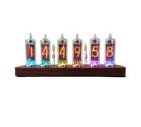 Nixie Clocks, IN-16 Nixie Tube Clock, Horloge numérique de Table 6 Bits, avec Interrupteur à Induction, minuterie, 10 luminosité réglables, éclairage de Fond Multiple - Effets visuels