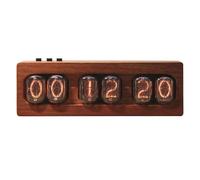 Nixie Horloge à tube - Décoration de bureau numérique vintage avec mémoire hors tension et interface de type C, cadre en bois pour décoration de chambre et de bureau