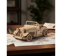 NiXiM 3D Puzzle Puzzle 3D en Bois de Voiture Vintage, Portes Avant et arrière ouvrables et Compartiment Moteur des Deux côtés, Roues rotatives, Technologie de découpe Laser, modèle de Voiture en Bois