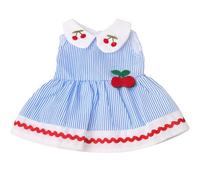 NIXNUT Vêtements de Poupée Robe à Rayures Tenue d'Eté pour Poupée American Girl 18 Pouces avec Décoration Cerise