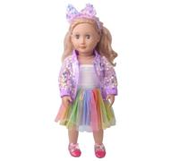 NIXNUT Vêtements de Poupée Robe Gilet Jupe Colorée Veste à Paillettes Tenue de Printemps pour Poupée American Girl 18 Pouces avec Bandeau
