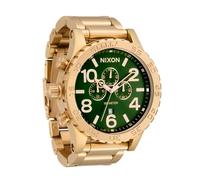 NIXON 51-30 Chrono A1389-300m Montre analogique tendance pour homme résistante à l'eau (cadran de 51 mm, bracelet en acier inoxydable de 25 mm), Doré / Vert Sunray