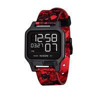 Nixon Heat A1320 Montre de Sport numérique Ultra Fine pour Homme Cadran 38 mm, 20 mm en polyuréthane/Caoutchouc/Silicone, Noir/Rouge, OSFM,