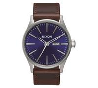 Nixon Montre à affichage analogique 'Sentry Leather' bleu / marron / argent, Taille One Size