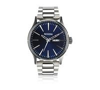 Nixon Montre Homme Quartz- Affichage Analogique Bracelet Acier Inoxydable Argent et Cadran Bleu A356-1258-00