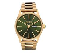 NIXON Montre Homme Quartz- Affichage Analogique Bracelet Acier Inoxydable Or et Cadran Vert A356-1919-00