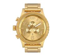 NIXON Montre Homme Quartz- Affichage Chronographe Bracelet Acier Inoxydable Argent et Cadran Or A083-502-00