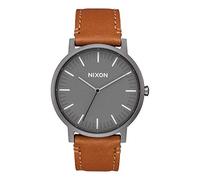 Nixon Montre Mixte Adulte Quartz- Affichage Analogique Bracelet Cuir Marron et Cadran Gris A1058-2494-00