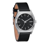 NIXON Time Teller A1373-100m Montre analogique tendance pour homme résistante à l'eau (cadran de 37 mm, bracelet en cuir de 20 mm-18 mm), argent/noir