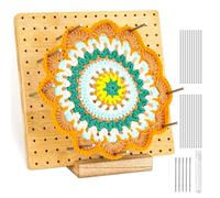 NIXRET Planche en Bois pour Crochet Tricot, 20cm/7,9inch Planche de Bricolage avec 20 Tiges, Planche Carré Granny Squares, Détirer Tissu de nombreuse Forme et Taille, Outil de Tricot pour Grand mère