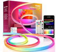 Nixtrve Neon Ruban LED 3m, RGB-IC Neon Bande LED avec contrôle App, DIY Shape Design, Fonctionne avec Alexa, Segmentcontrol, Music-Sync, Neon LED pour salon, chambre, décoration murale