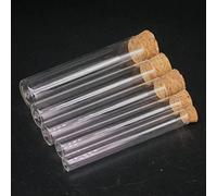 NIYADO Lot de 5 Tubes à essai en Verre de Laboratoire avec Bouchon en Bois - 12-40 mm de diamètre, 100 mm de Longueur, Fond Plat thermostable for expériences et Stockage(18x100mm)